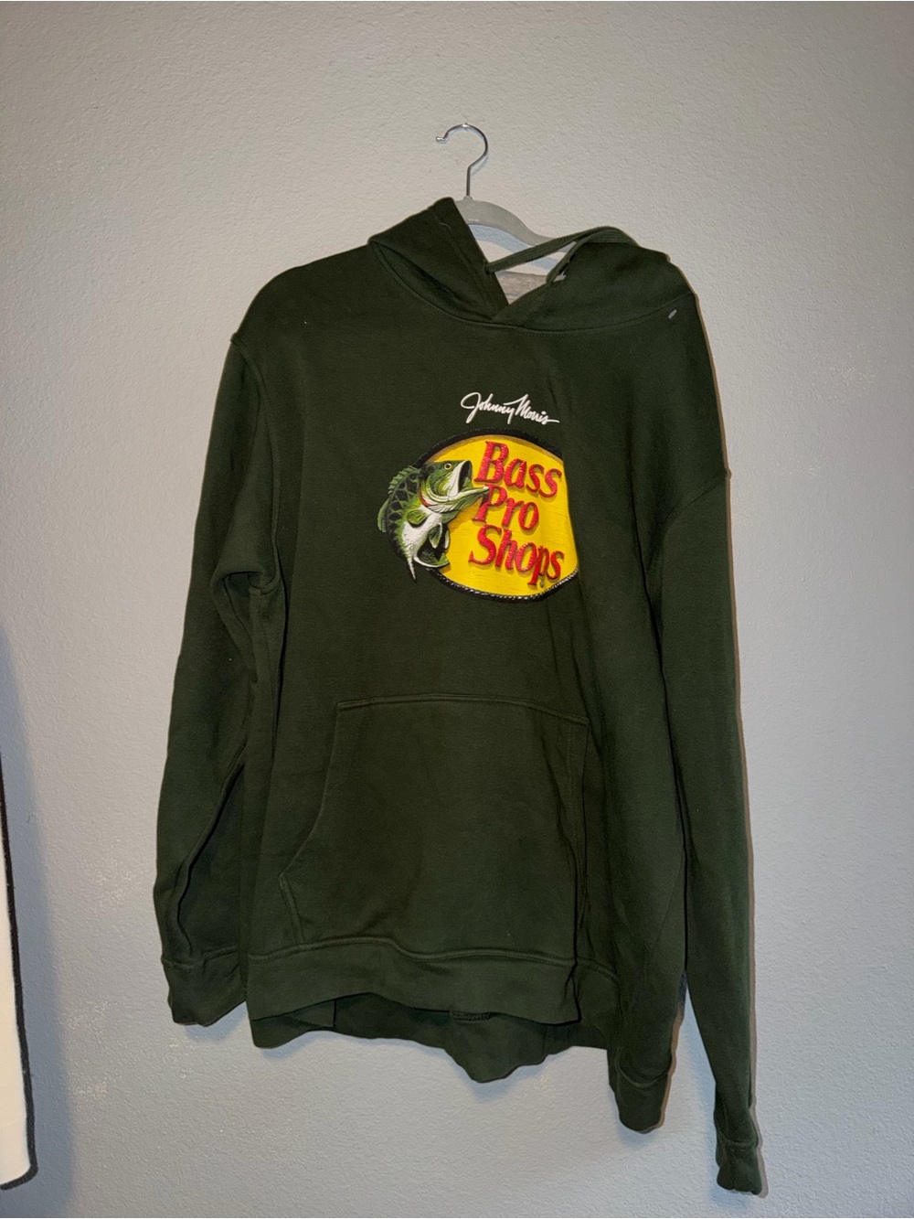 Bass Pro Shops Olive Crewneck Hoodie with Fishing Logo